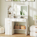 39.5 Inch Vanity Desk with Power Outlets and Mirror for Bedroom-White by LJGDeals