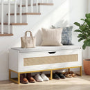 39.5" Rattan Storage Chest Wicker Shoe Bench with Padded Seat Flip-Top by LJGDeals
