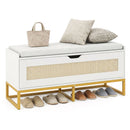 39.5" Rattan Storage Chest Wicker Shoe Bench with Padded Seat Flip-Top by DirectDeals