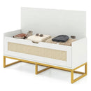 39.5" Rattan Storage Chest Wicker Shoe Bench with Padded Seat Flip-Top by LJGDeals