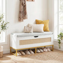 39.5" Rattan Storage Chest Wicker Shoe Bench with Padded Seat Flip-Top by DirectDeals