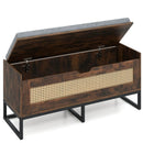 39.5" Rattan Storage Chest Wicker Shoe Bench with Padded Seat Flip-Top by LJGDeals