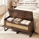 39.5" Rattan Storage Chest Wicker Shoe Bench with Padded Seat Flip-Top by LJGDeals