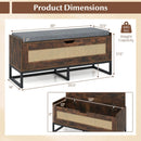 39.5" Rattan Storage Chest Wicker Shoe Bench with Padded Seat Flip-Top by LJGDeals