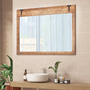39 x 27.5 Inch Farmhouse Rustic Barn Door Wall Mirror with Wood Frame-Natural by LJGDeals