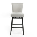 Quicksilvered Upholstered Swivel Counter Stool With Wood Legs - Beige by HouseOfZazla