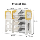 Kids Bookshelf And Toy Storage, 4 Tier Toy Organizers With 8 Removable Storage Bins, Kids Toy Storage Organizer For Study Room - Gray / White / Yellow by HouseOfZazla