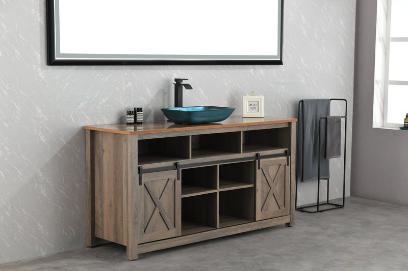 18.125" L -13.0" W -12.0" H Handmade Countertop Glass Rectangular Vessel Bathroom Sink Set in Blue Glass with Matte Black Single-Handle Single Hole Faucet and Pop Up Drain