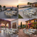 3 In 1 Outdoor Propane Fire Pit Table 50, 000 BTU With Ice Bucket - Beige by HouseOfZazla