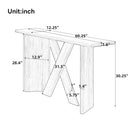 X-Frame Console Table, Angled Cross Leg Design, Rounded Edges - Natural by HouseOfZazla