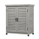 Potting Bench With Storage Cabinet And Metal Table Top For Outdoor