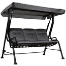 3-Seat Patio Swing Chair, Outdoor Swing Glider with Adjustable Canopy, Removable Thicken Cushion, and Weather Resistant Steel Frame, for Garden, Poolside, Backyard, Black