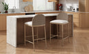 Farmhouse Barstools Set of 2, Upholstered Armless Iron Counter Stools