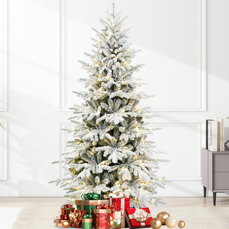 6FT Snow Flocked Artificial Christmas Tree with LED Lights, photo 2 of 10