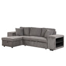 Modern L-Shape 3 Seat Reversible Sectional Couch, Pull Out Sleeper Sofa With Storage Chaise And 2 Stools For Living Room Furniture Set by HouseOfZazla