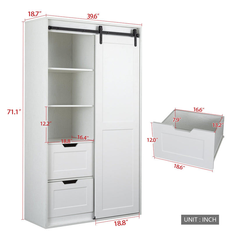 Walker Edison | Farm Slide Barndoor Armoire Storage