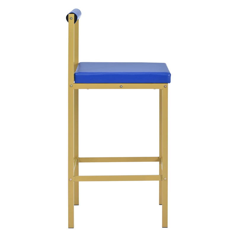 7-Piece Multi-Functional Modern Counter Height Dining Bar Table Set with Open Shelves and 6 Upholstered Stools for Dining Room, Bar and Cafe (White and Blue)