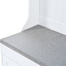 5-in-1 Entryway Bench with Shutter-shaped doors, Coat Rack, Cushion and 4 Sturdy Hooks, 47.2" Wide Hall Tree with Storage Bench for Hallway, Entryway, Living Room