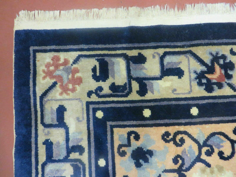 4' X 6' Antique Handmade Fine Knotted Peking Chinese Wool Rug Amiri Salmon