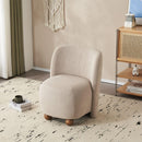 Modern Low Back Accent Chair, Upholstered Armless Living Room Chairs, Round Pine Wood Feet, for Small Living Spaces, Living Room, Bedroom, Balcony, Office, Reading Nook, Khaki