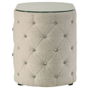 Santiago - Oval 2 Drawer Upholstered Nightstand - Ivory by HouseOfZazla