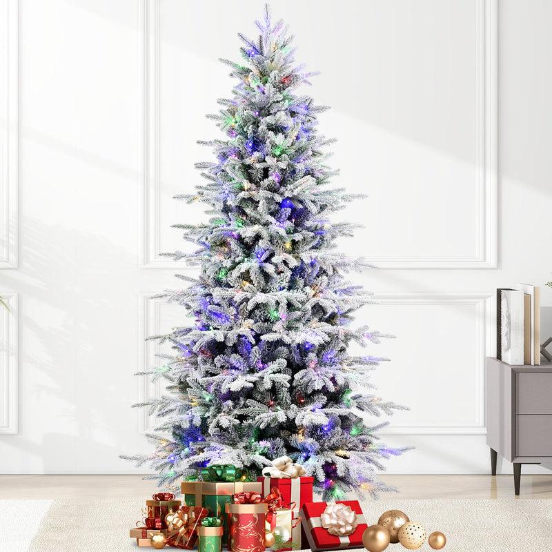 6FT Snow Flocked Artificial Christmas Tree with LED Lights