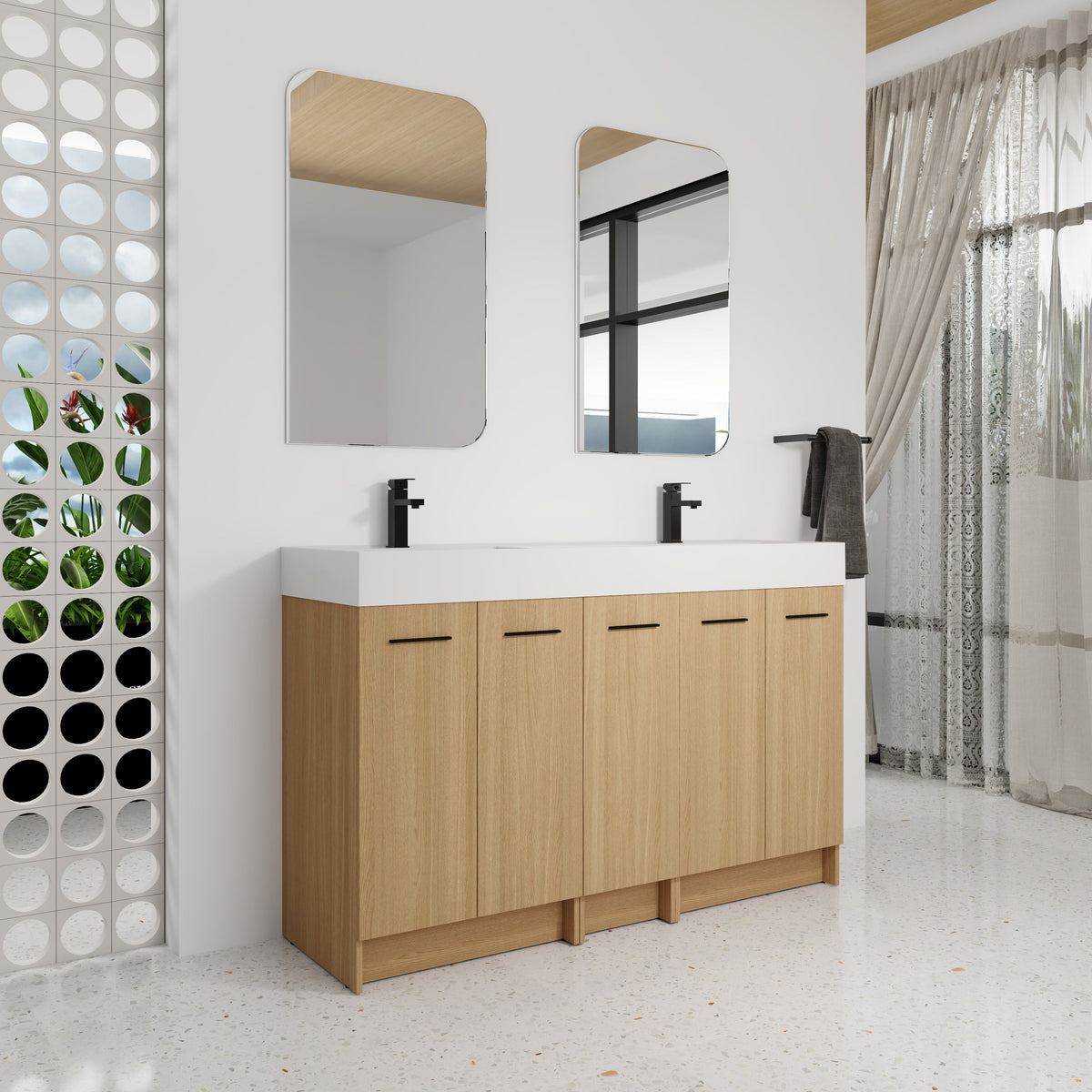 60" Double Sink Bathroom Vanity with Extra-Large Storage, photo 3 of 10