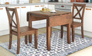 3-Piece Wood Drop Leaf Breakfast Nook Dining Table Set with 2 X-back Chairs for Small Places, Brown