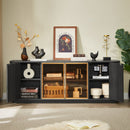 Modern 64" Wavy TV Cabinet With LED Lights - Black by HouseOfZazla
