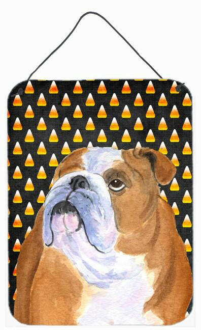 Bulldog English Candy Corn Halloween Portrait Wall or Door Hanging Prints