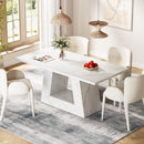 Dining Table For 4 To 6 People, With Trapezoid Base For Dining Room - White by HouseOfZazla