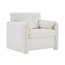 Fixed Modern Accent Chair Single Seater Plush Chenille Lounge Chair With High Resilience Cushion - Ivory White by HouseOfZazla