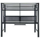 Ranier - Full Workstation Loft Bed, Full Length Desk, Safety Rails And Storage Shelves - Black by HouseOfZazla