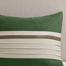 7 PC Pieced Faux Suede Comforter Set Green Cal King