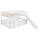 Low Bunk Bed With Slide, Fence And Ladder