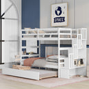Twin Over Twin Bunk Beds With Twin Trundle And Stairway Storage Function by Unique Piece Furniture