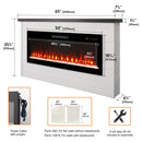 65" Electric Fireplace With Wall Mantel, 50" Fireplace Insert Heater, Remote Control, Timer For Living Room - Antique White by HouseOfZazla