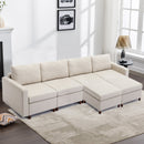 4 Seat Module Sectional Sofa Couch With 2 Ottoman for living room,Seat Cushion and Back Cushion Non-Removable and Non-Washable,Cream
