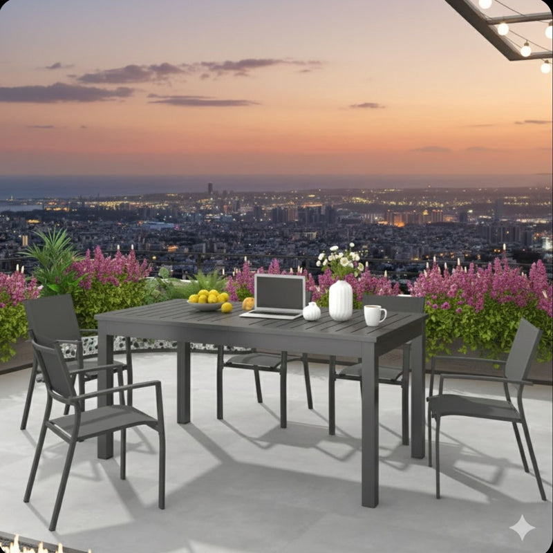 Extendable Outdoor Dining Table, All Weather, Slatted Top, Rust Proof - Gray, photo 4 of 15