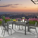 Extendable Outdoor Dining Table, All Weather, Slatted Top, Rust Proof - Gray by HouseOfZazla