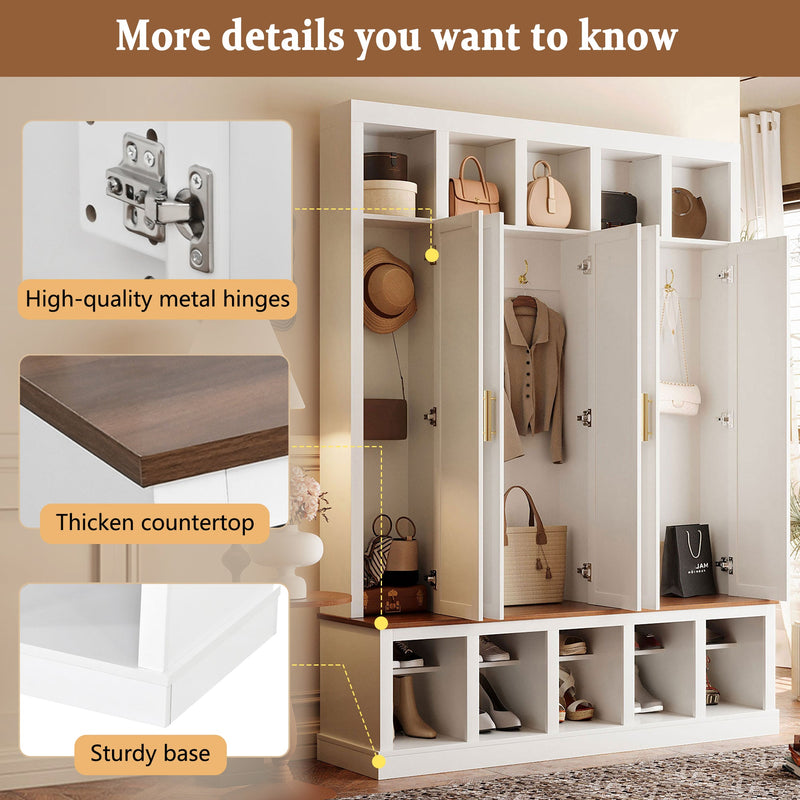 U-Can Farmhouse Entryway Storage Cabinet with Shoe Rack & Display Cubbies, photo 8 of 10