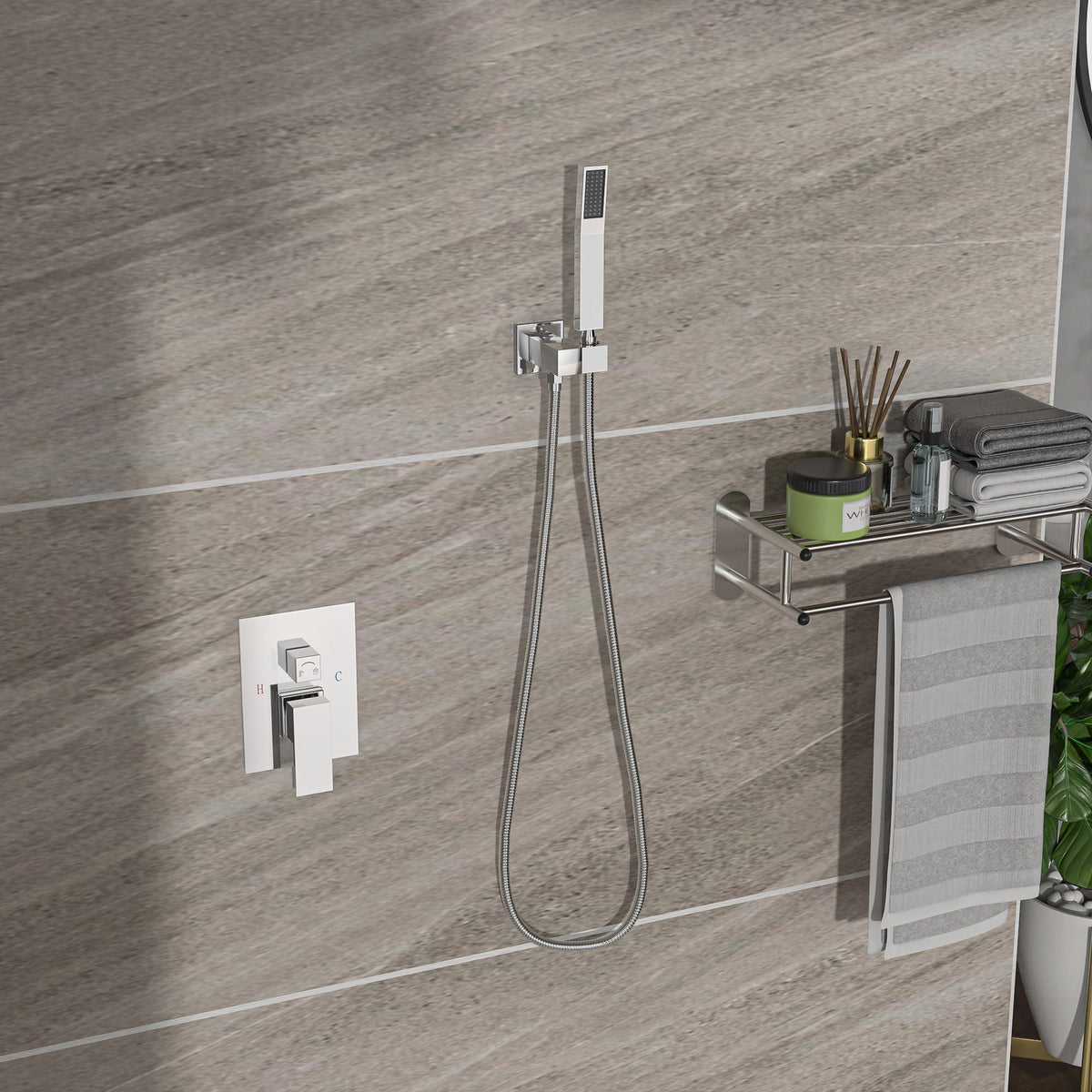 Modern Dual Shower Head System With 16" Ceiling Mount Finish, Stainless Steel And Brass, photo 11 of 28