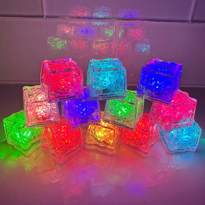 REVO Multi Color 8 Mode LED Light Up Ice Cube | One cube makes 7 colors | 12 pack