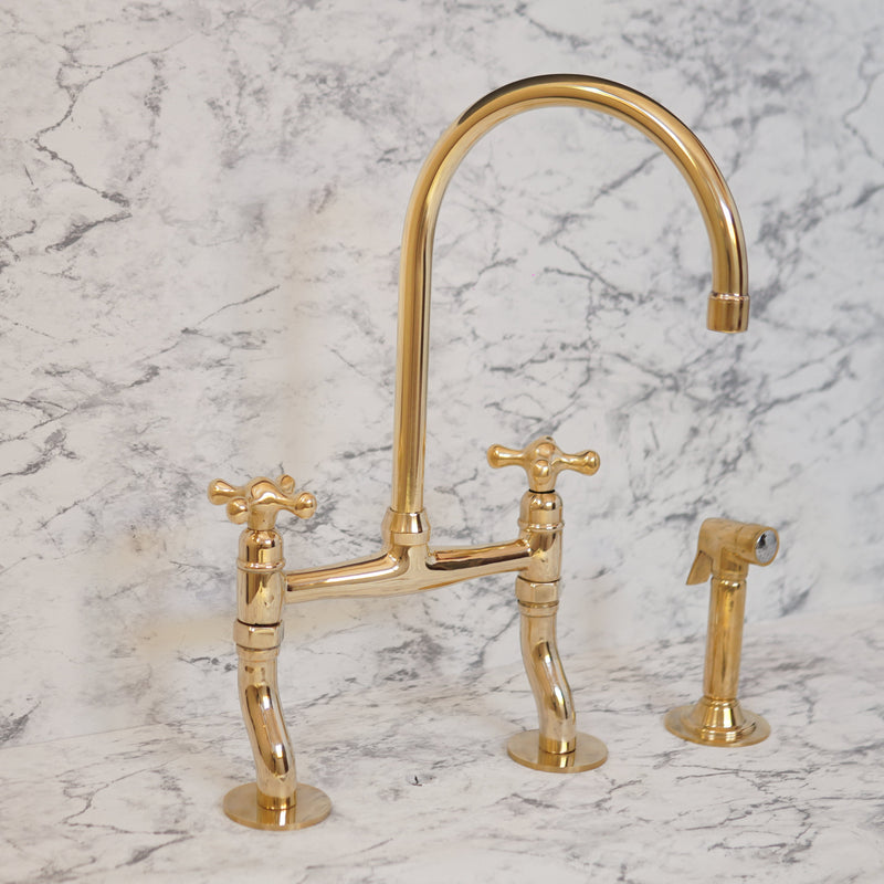 Elegant Curved Leg Brass Bridge Faucet - BRASSMA