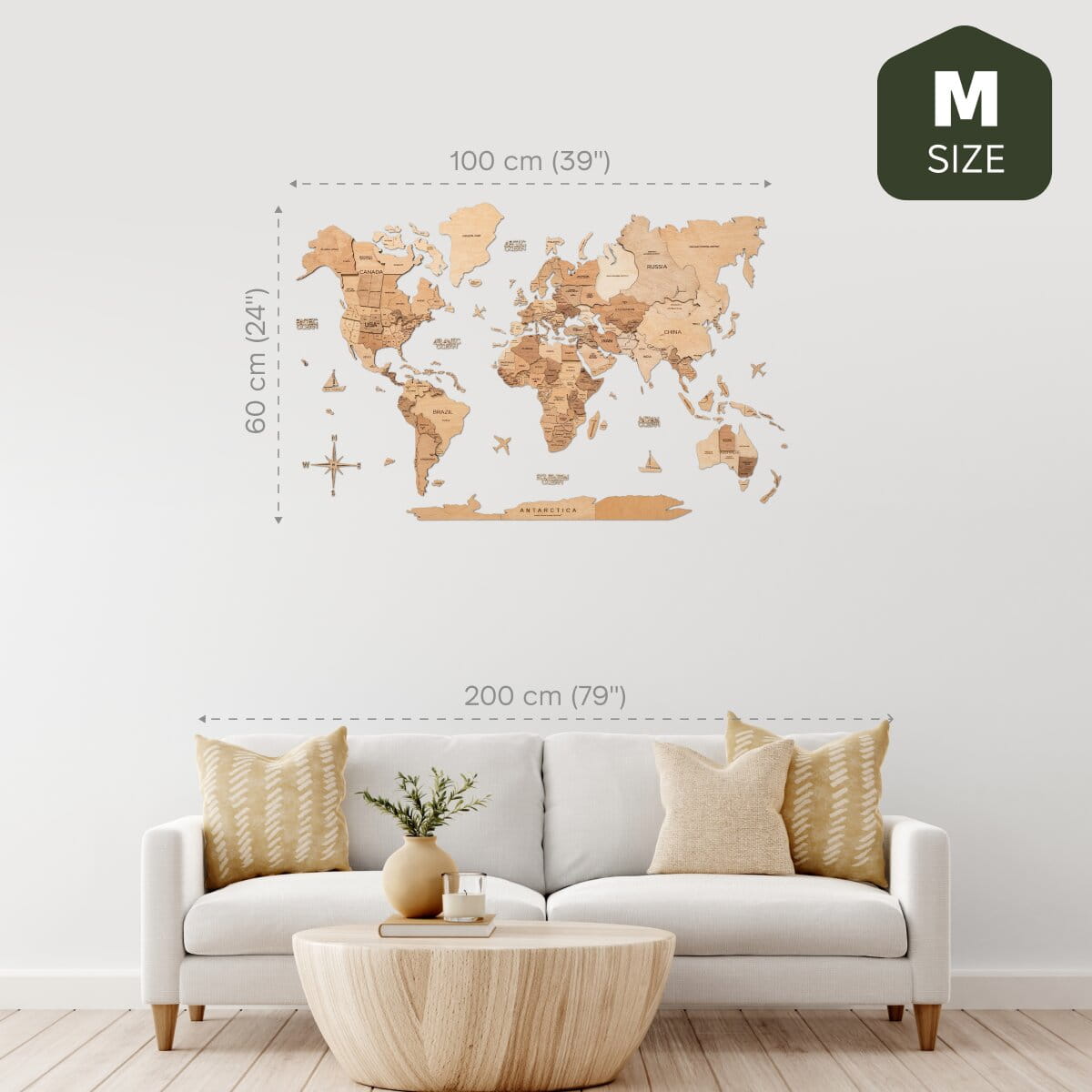3D Wooden World Map Gold, photo 17 of 22