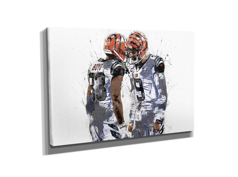 Joe Burrow Tyler Boyd Poster Cincinnati Bengals Painting Football Hand Made Posters Canvas Print Kids Wall Art Home Man Cave Gift Decor