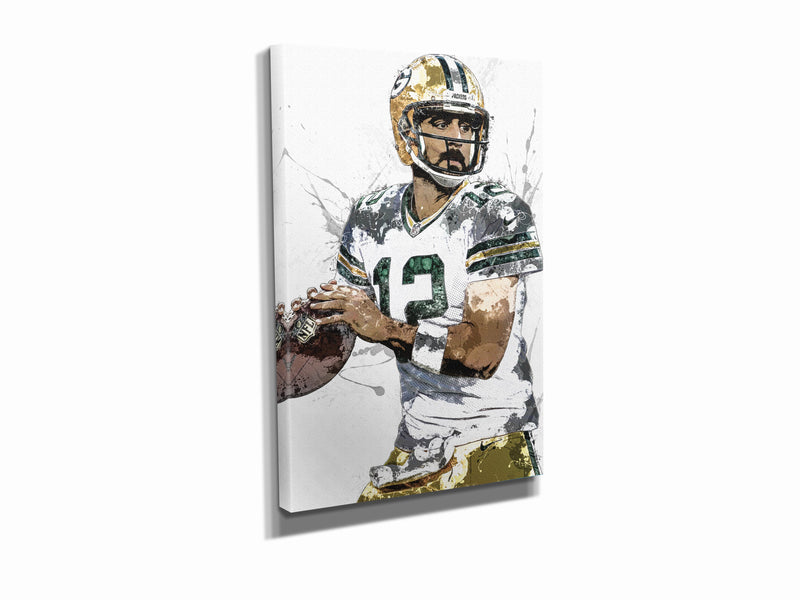 Aaron Rodgers Art Poster Green Bay Packers  Football Hand Made Posters Canvas Print Kids Wall Art Man Cave Gift Home Decor