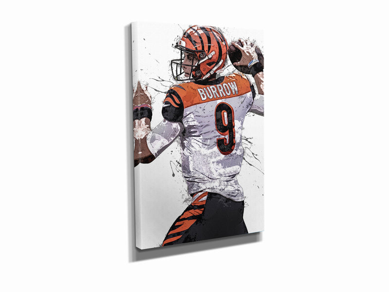 Joe Burrow Art Poster Cincinnati Bengals Football Hand Made Posters Canvas Framed Print Wall Kids Art Man Cave Gift Home Decor