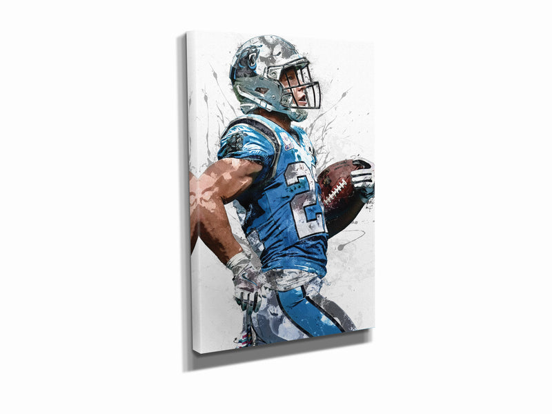 Christian McCaffrey Poster Carolina Panthers Football Painting Hand Made Posters Canvas Print Kids Wall Art Man Cave Gift Home Decor