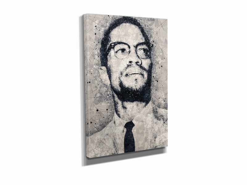 Malcolm X Poster Civil Rights Activist Geometrical Art Hand Made Posters Canvas Print Wall Art Home Decor